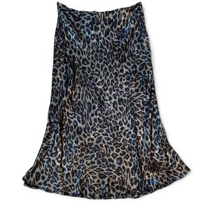 Black & Silver Leopard Print Maxi Skirt